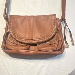 Lucky Brand Brown Leather Crossbody Bag Adjustable Strap Boho